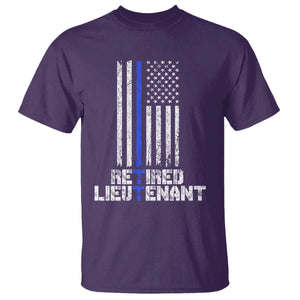 Retired Police Lieutenant T Shirt Retirement Blue Line American Flags TS10 Purple Print Your Wear