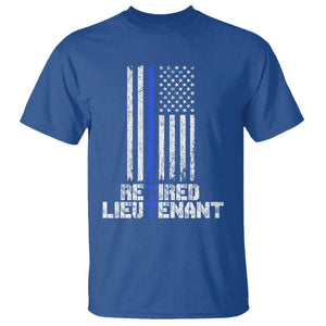 Retired Police Lieutenant T Shirt Retirement Blue Line American Flags TS10 Royal Blue Print Your Wear
