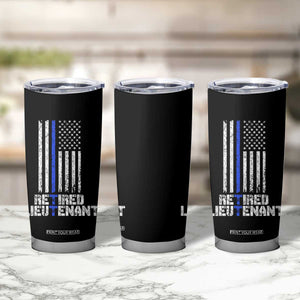 Retired Police Lieutenant Tumbler Cup Retirement Blue Line American Flags TS10 Print Your Wear