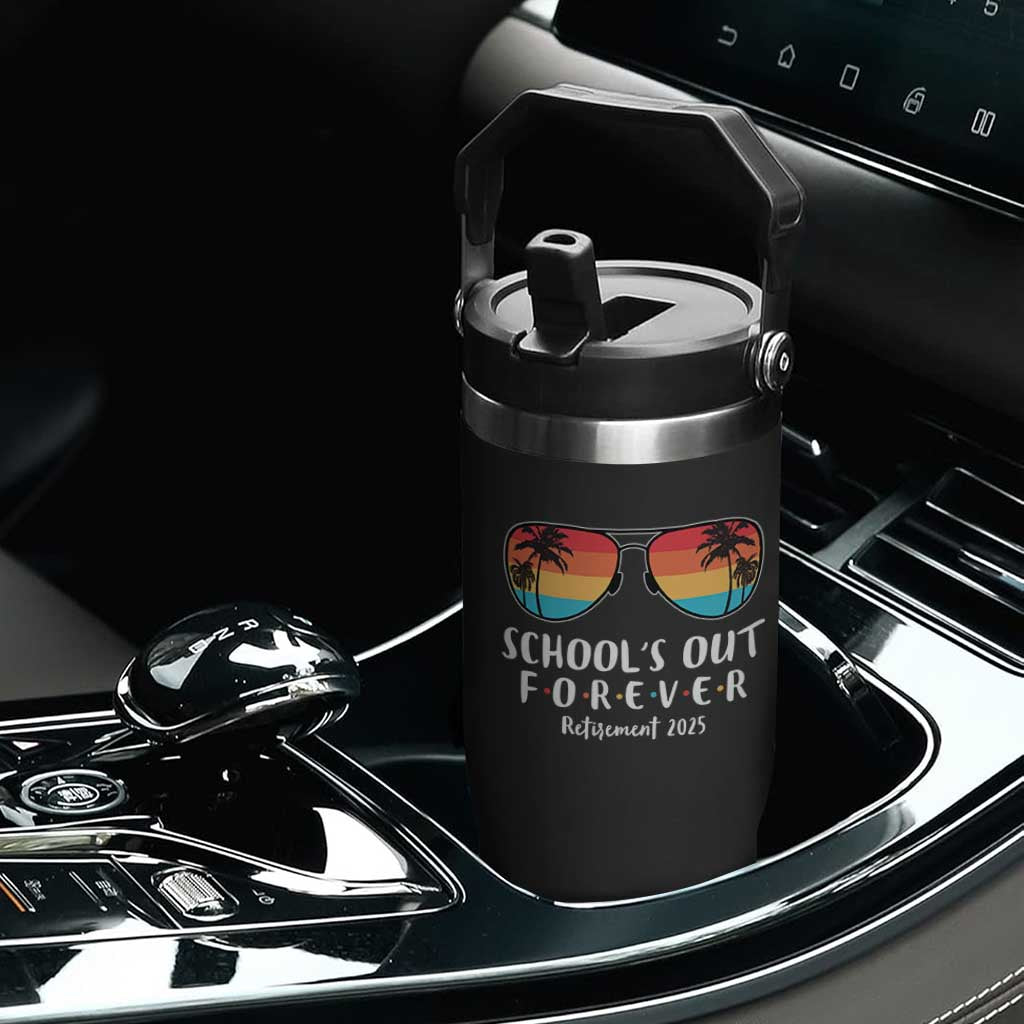 Retired Teacher 2025 Flip Straw Tumbler School's Out Forever Retirement Summer Vibes TS10 Print Your Wear