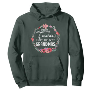 Retired Teacher Hoodie Floral For Grandmas Retirement TS10 Dark Forest Green Print Your Wear