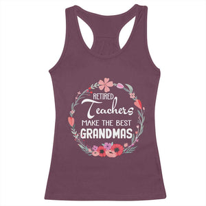 Retired Teacher Racerback Tank Top Floral For Grandmas Retirement TS10 Maroon Print Your Wear