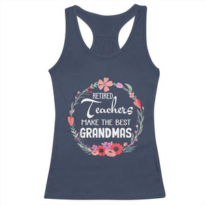Retired Teacher Racerback Tank Top Floral For Grandmas Retirement TS10 Navy Print Your Wear