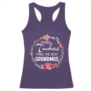 Retired Teacher Racerback Tank Top Floral For Grandmas Retirement TS10 Purple Print Your Wear