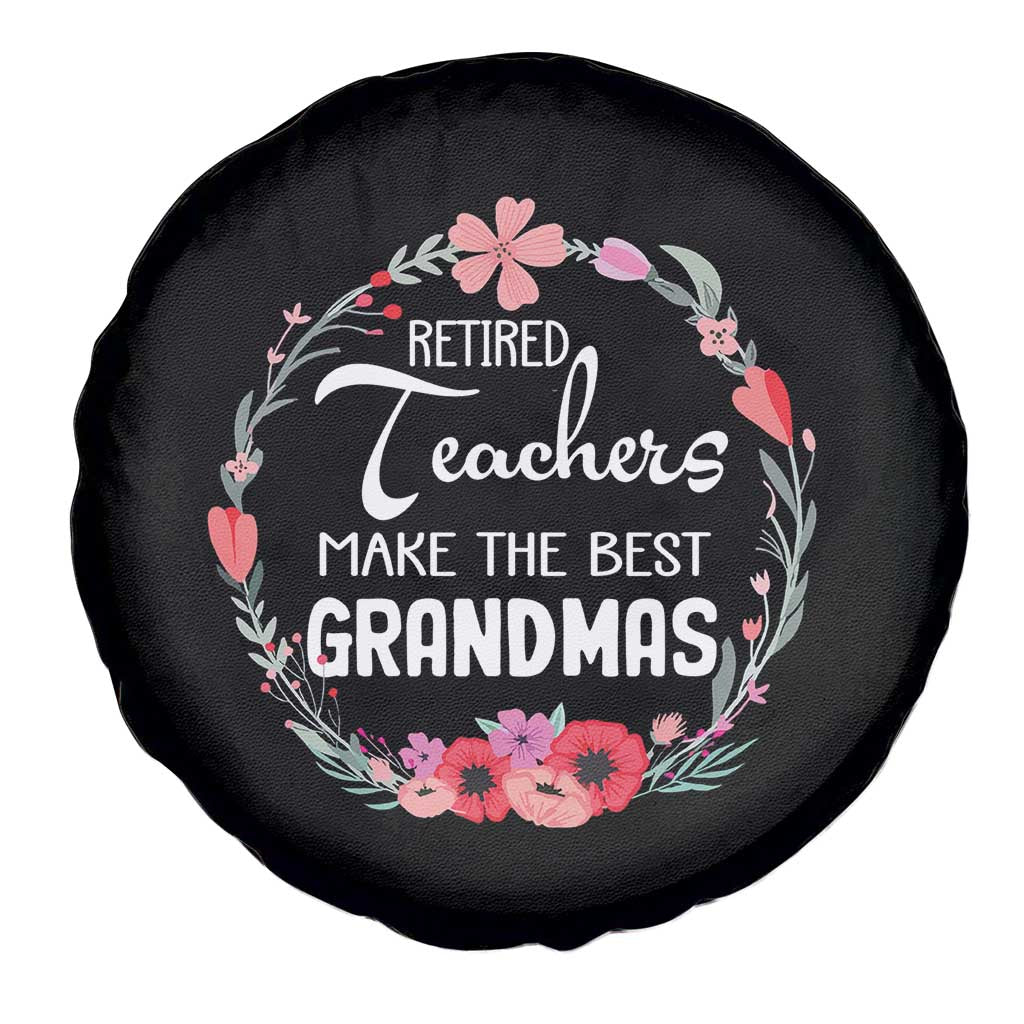 Retired Teacher Spare Tire Cover Floral For Grandmas Retirement TS10 Print Your Wear