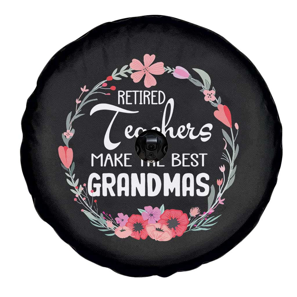 Retired Teacher Spare Tire Cover Floral For Grandmas Retirement TS10 Print Your Wear
