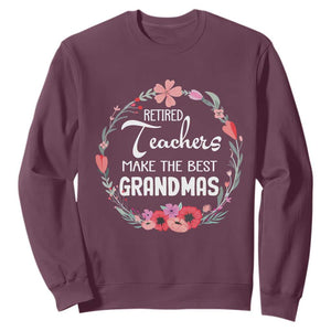 Retired Teacher Sweatshirt Floral For Grandmas Retirement TS10 Maroon Print Your Wear