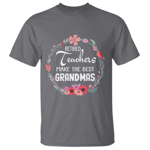 Retired Teacher T Shirt Floral For Grandmas Retirement TS10 Charcoal Print Your Wear