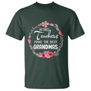 Retired Teacher T Shirt Floral For Grandmas Retirement TS10 Dark Forest Green Print Your Wear