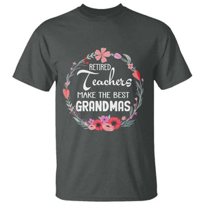 Retired Teacher T Shirt Floral For Grandmas Retirement TS10 Dark Heather Print Your Wear