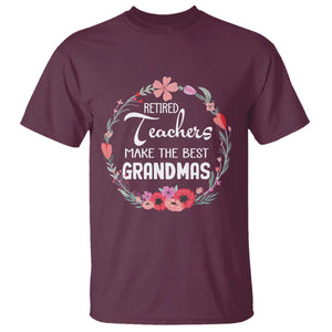 Retired Teacher T Shirt Floral For Grandmas Retirement TS10 Maroon Print Your Wear