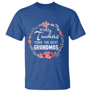 Retired Teacher T Shirt Floral For Grandmas Retirement TS10 Royal Blue Print Your Wear