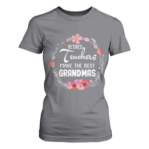 Retired Teacher T Shirt For Women Floral For Grandmas Retirement TS10 Charcoal Print Your Wear