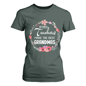 Retired Teacher T Shirt For Women Floral For Grandmas Retirement TS10 Dark Forest Green Print Your Wear