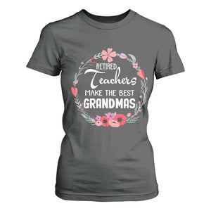Retired Teacher T Shirt For Women Floral For Grandmas Retirement TS10 Dark Heather Print Your Wear