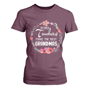 Retired Teacher T Shirt For Women Floral For Grandmas Retirement TS10 Maroon Print Your Wear