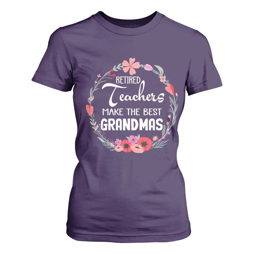 Retired Teacher T Shirt For Women Floral For Grandmas Retirement TS10 Purple Print Your Wear