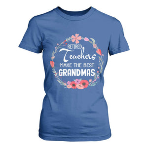 Retired Teacher T Shirt For Women Floral For Grandmas Retirement TS10 Royal Blue Print Your Wear