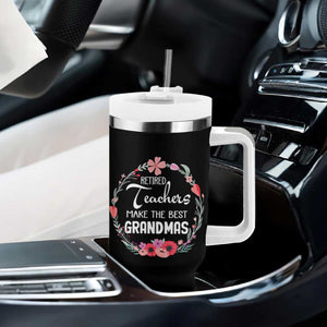 Retired Teacher Tumbler With Handle Floral For Grandmas Retirement TS10 Print Your Wear
