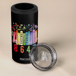 Retro 8647 4 in 1 Can Cooler Tumbler Foxtrots Delta Tangos Book Flower TS10 Print Your Wear
