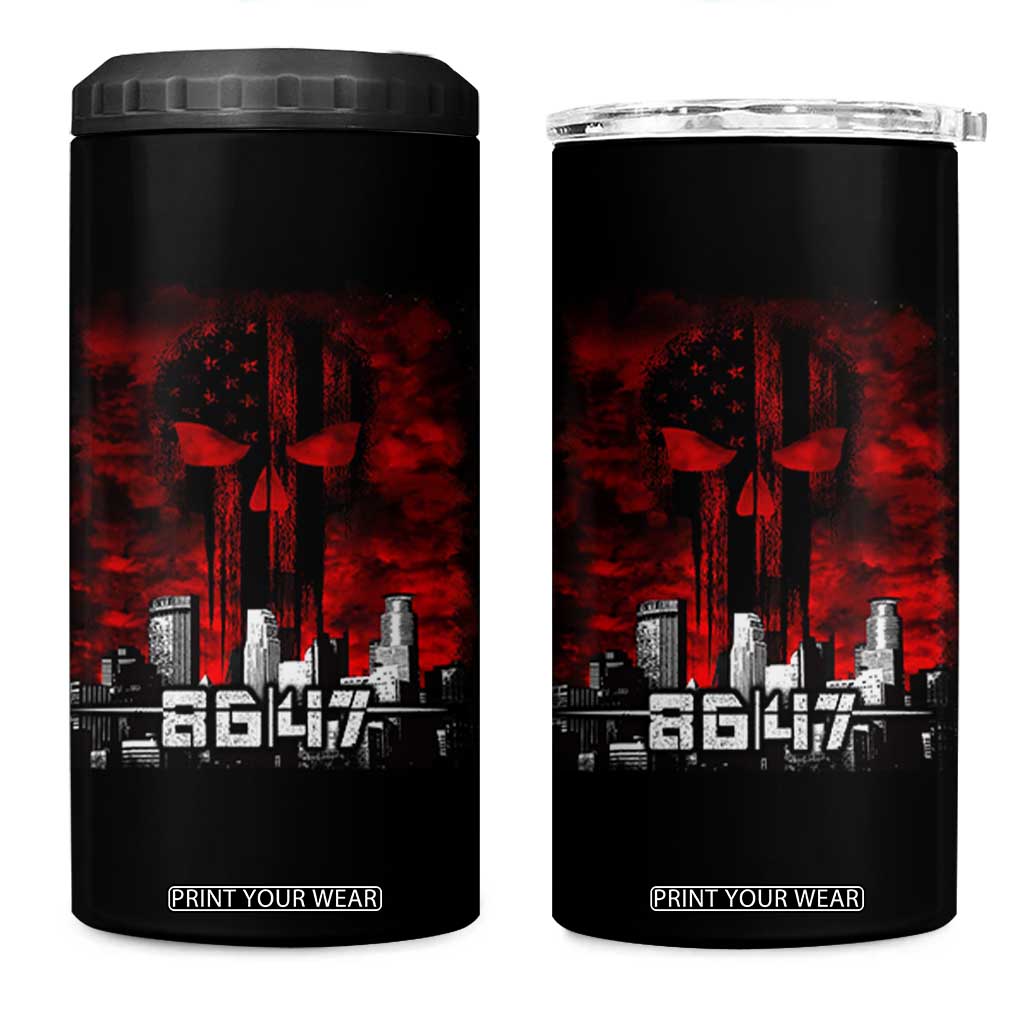 Retro 8647 4 in 1 Can Cooler Tumbler Vintage USA American Flag Skull TS10 One Size: 16 oz Black Print Your Wear