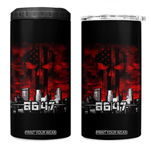 Retro 8647 4 in 1 Can Cooler Tumbler Vintage USA American Flag Skull TS10 One Size: 16 oz Black Print Your Wear
