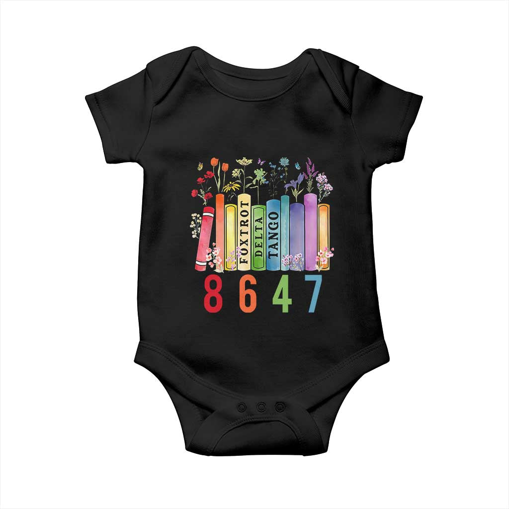 Retro 8647 Baby Onesie Foxtrots Delta Tangos Book Flower TS10 Black Print Your Wear