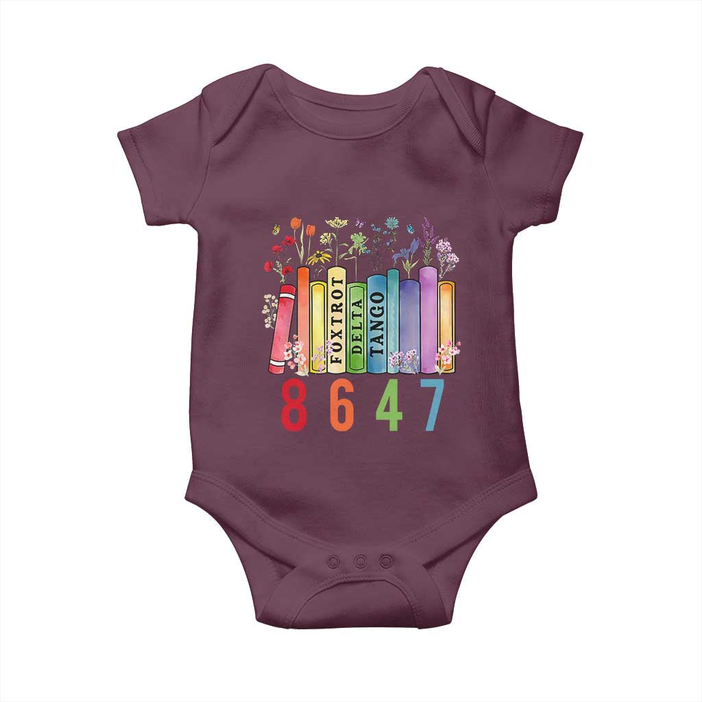Retro 8647 Baby Onesie Foxtrots Delta Tangos Book Flower TS10 Maroon Print Your Wear
