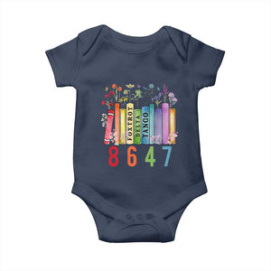 Retro 8647 Baby Onesie Foxtrots Delta Tangos Book Flower TS10 Navy Print Your Wear