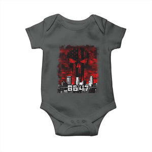 Retro 8647 Baby Onesie Vintage USA American Flag Skull TS10 Dark Heather Print Your Wear