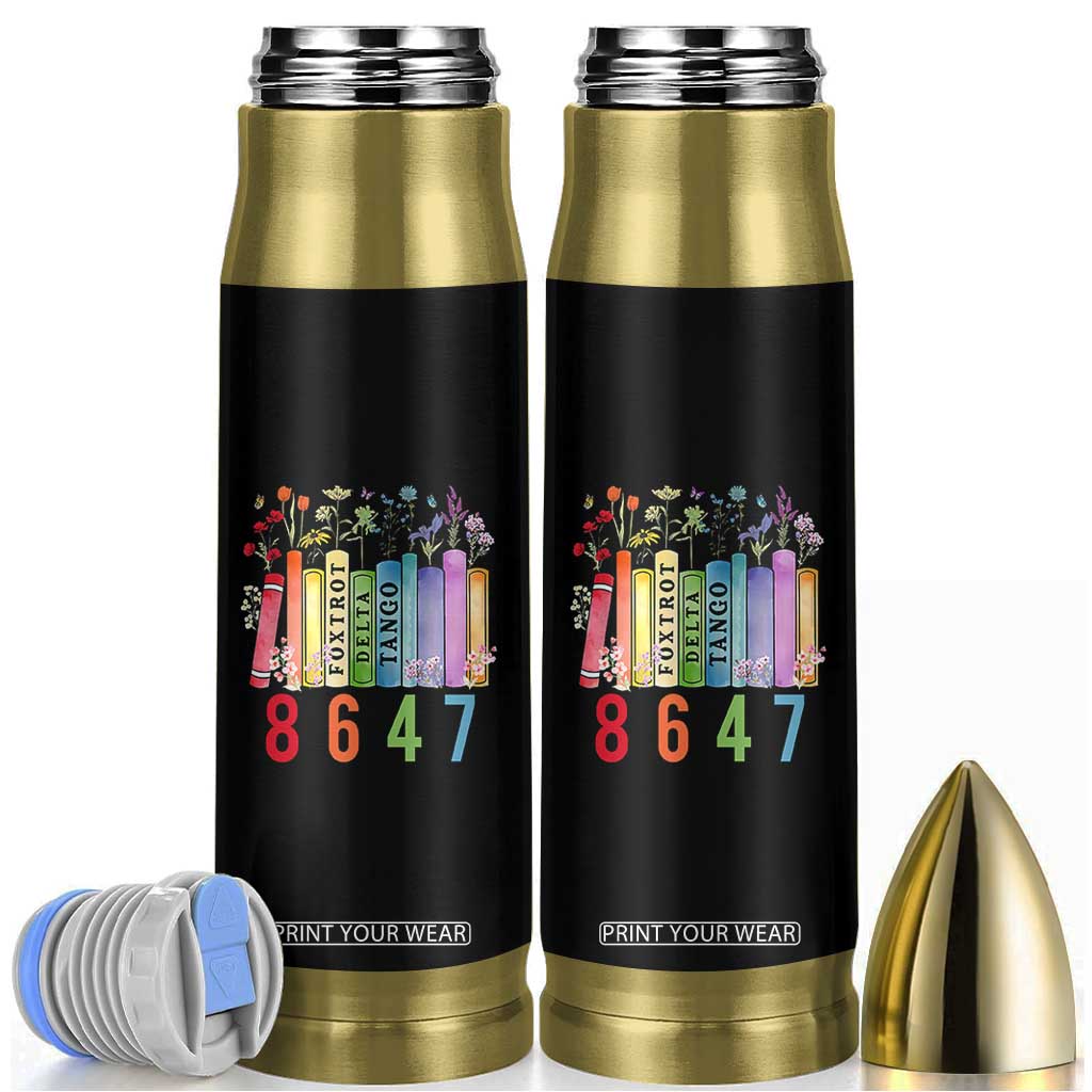 Retro 8647 Bullet Tumbler Foxtrots Delta Tangos Book Flower TS10 Black Print Your Wear