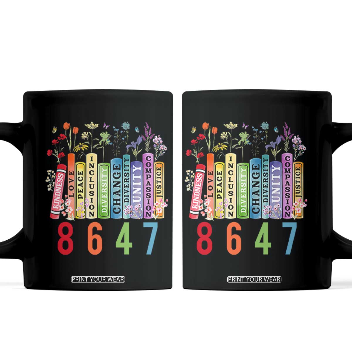 Retro 8647 Coffee Mug Equal Rights Book Flower Feminist Women Rights TS10 Black Print Your Wear