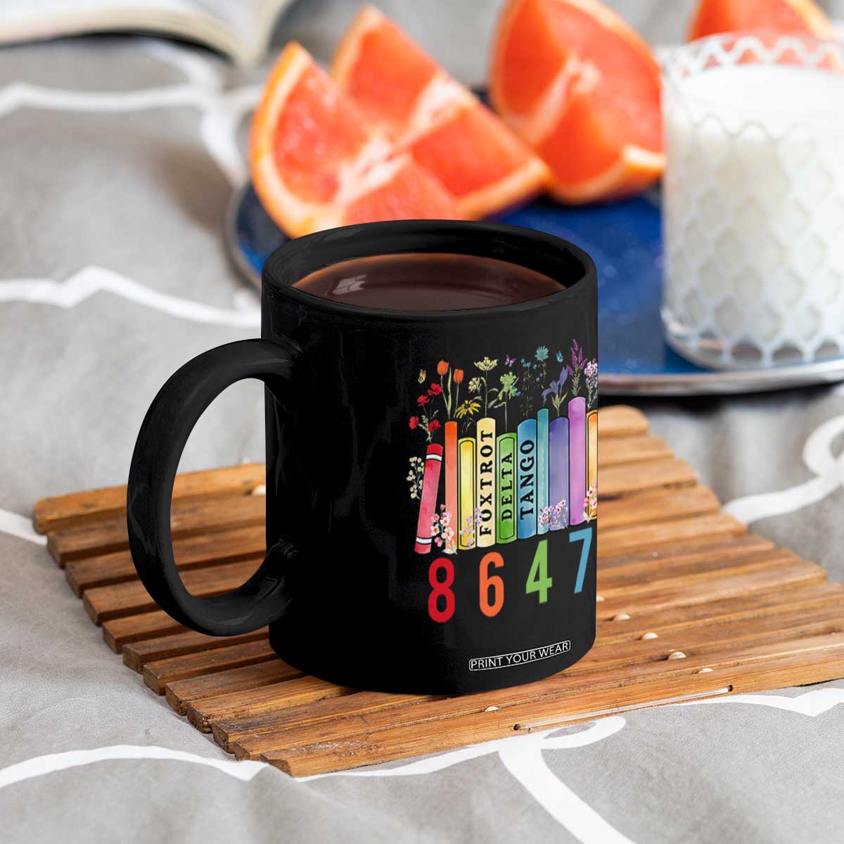 Retro 8647 Coffee Mug Foxtrots Delta Tangos Book Flower TS10 Print Your Wear