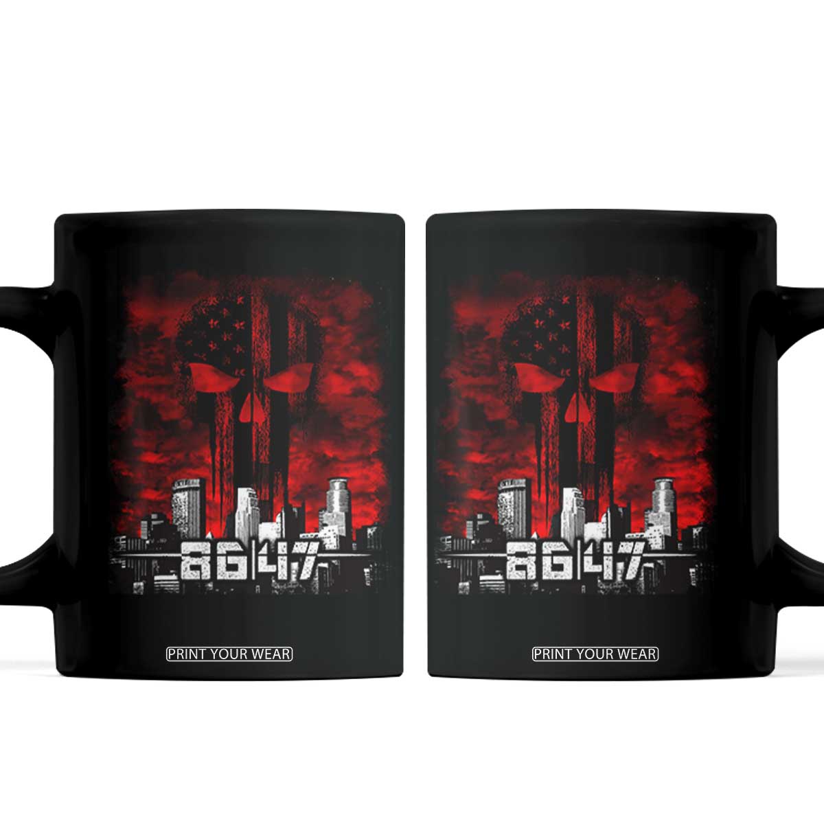 Retro 8647 Coffee Mug Vintage USA American Flag Skull TS10 Black Print Your Wear