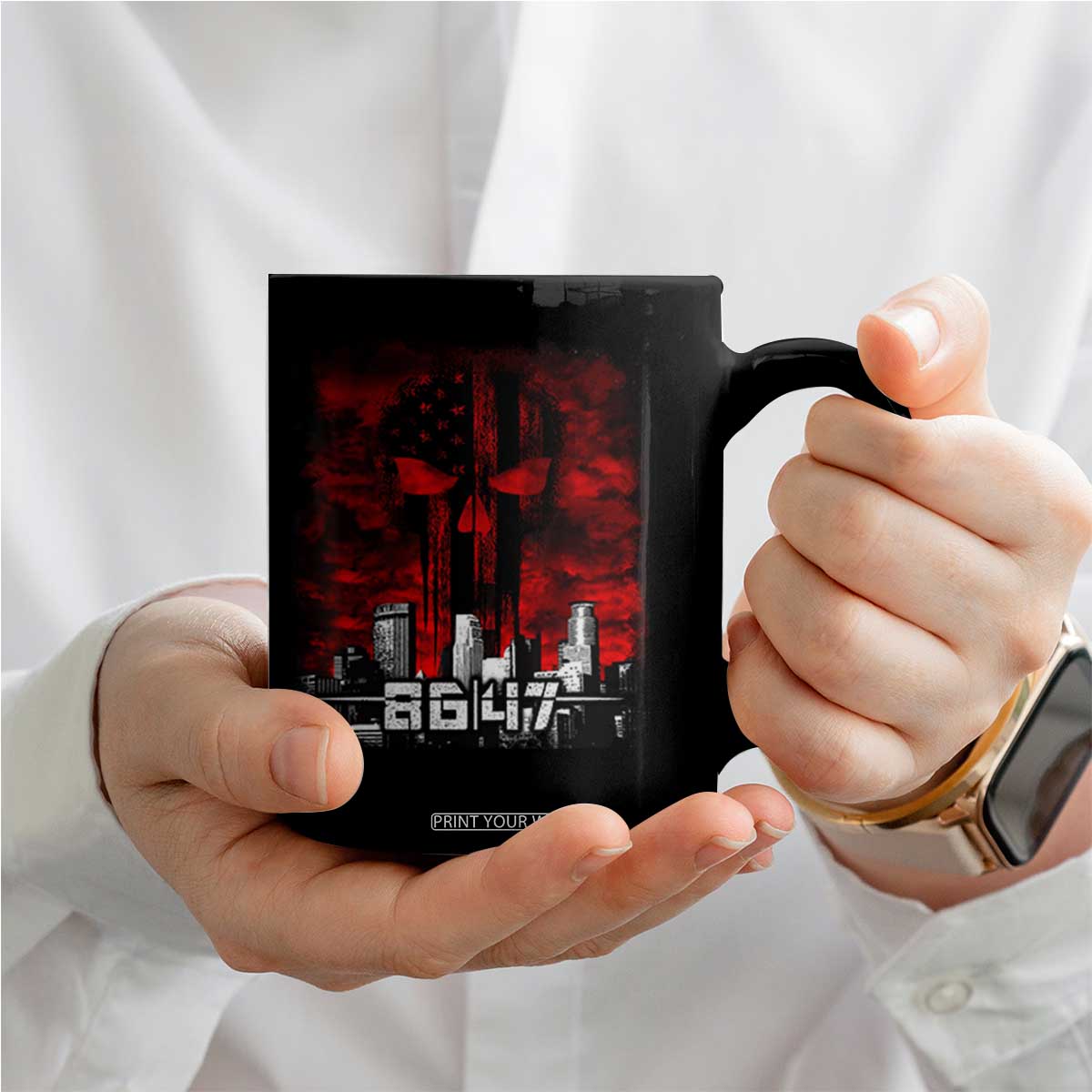 Retro 8647 Coffee Mug Vintage USA American Flag Skull TS10 Print Your Wear