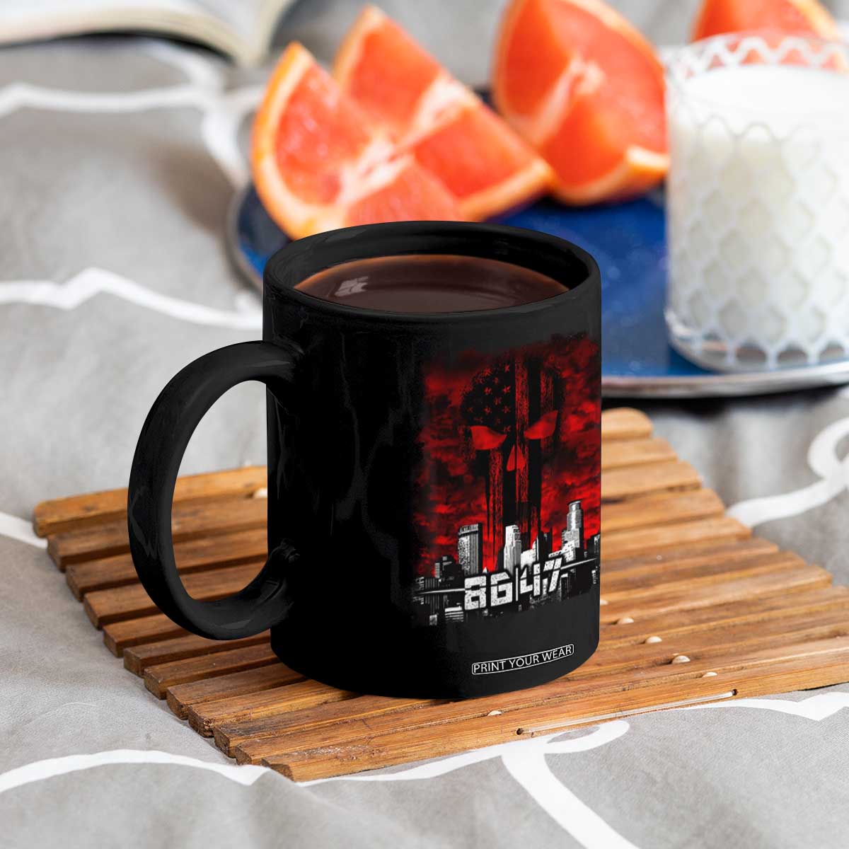Retro 8647 Coffee Mug Vintage USA American Flag Skull TS10 Print Your Wear