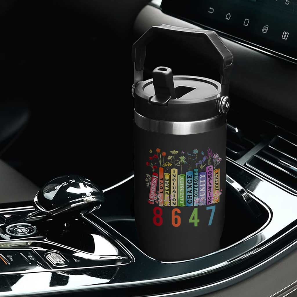 Retro 8647 Flip Straw Tumbler Equal Rights Book Flower Feminist Women Rights TS10 Print Your Wear