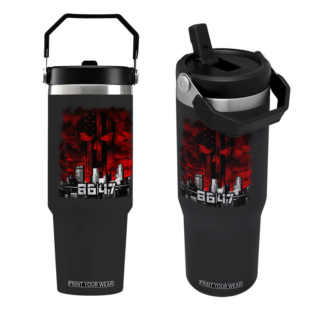Retro 8647 Flip Straw Tumbler Vintage USA American Flag Skull TS10 One Size: 30 oz Black Print Your Wear