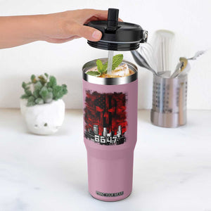 Retro 8647 Flip Straw Tumbler Vintage USA American Flag Skull TS10 One Size: 30 oz Light Pink Print Your Wear