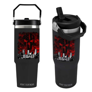 Retro 8647 Flip Straw Tumbler Vintage USA American Flag Skull TS10 One Size: 30 oz Black Print Your Wear