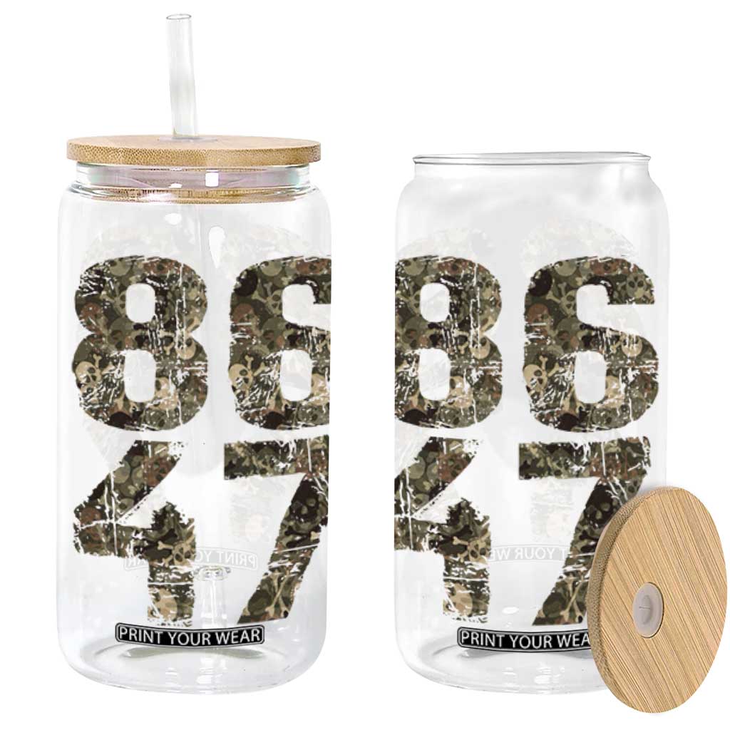 Retro 8647 Glass Can Vintage Camouflage Camo Skull TS10 Black Print Your Wear