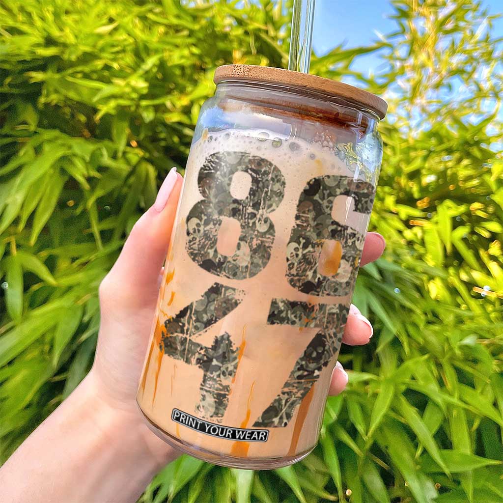 Retro 8647 Glass Can Vintage Camouflage Camo Skull TS10 Print Your Wear