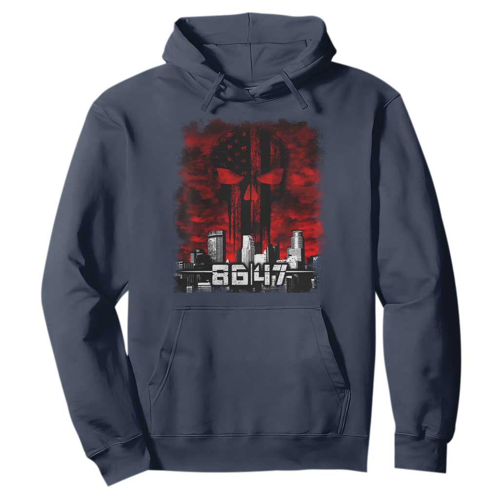 Retro 8647 Hoodie Vintage USA American Flag Skull TS10 Navy Print Your Wear