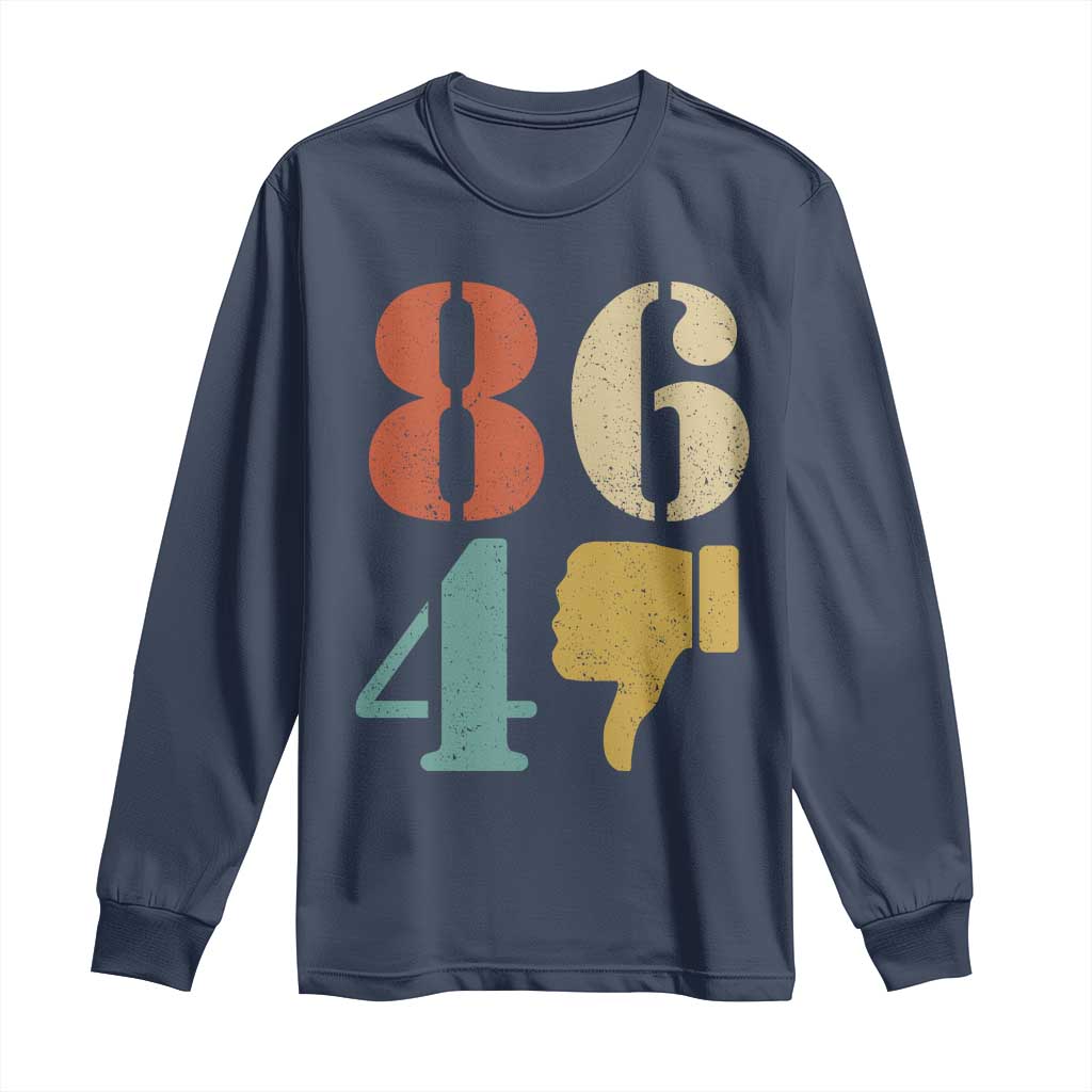 Retro 8647 Long Sleeve Shirt Classic Retro Vintage 80s Style TS10 Navy Print Your Wear