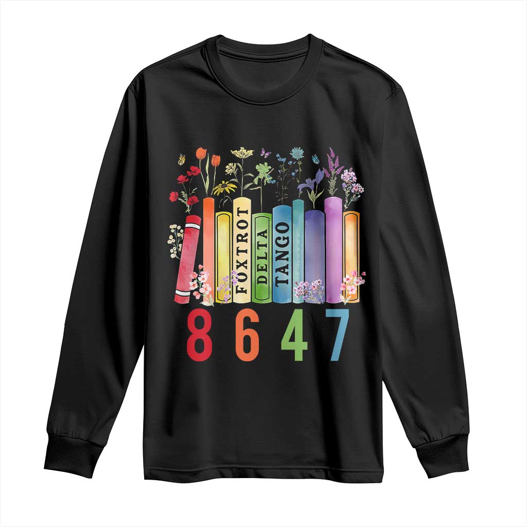 Retro 8647 Long Sleeve Shirt Foxtrots Delta Tangos Book Flower TS10 Black Print Your Wear