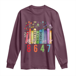 Retro 8647 Long Sleeve Shirt Foxtrots Delta Tangos Book Flower TS10 Maroon Print Your Wear