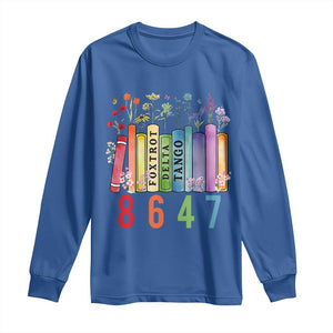 Retro 8647 Long Sleeve Shirt Foxtrots Delta Tangos Book Flower TS10 Royal Blue Print Your Wear