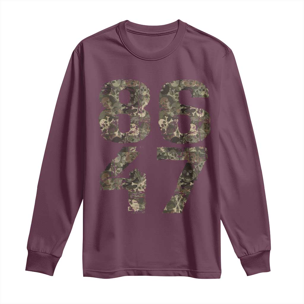 Retro 8647 Long Sleeve Shirt Vintage Camouflage Camo Skull TS10 Maroon Print Your Wear