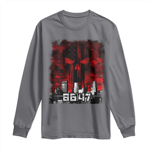 Retro 8647 Long Sleeve Shirt Vintage USA American Flag Skull TS10 Charcoal Print Your Wear