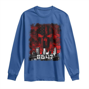 Retro 8647 Long Sleeve Shirt Vintage USA American Flag Skull TS10 Royal Blue Print Your Wear